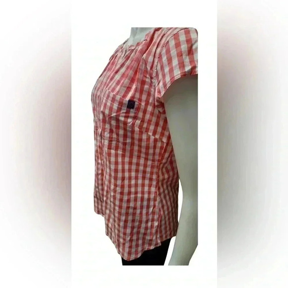 U.S. Polo Assn Red Checkered Short Sleeve Top Size Medium - Picture 3 of 8